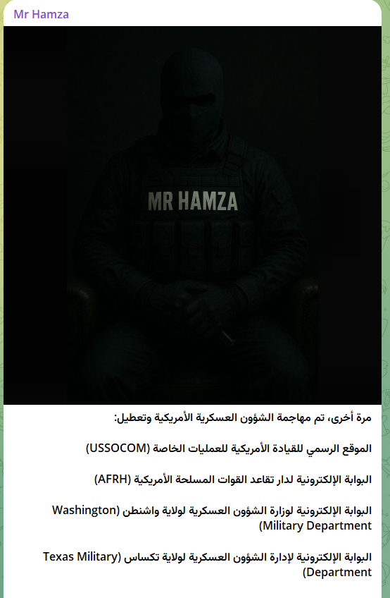 Mr Hamza瞄准Washington军事部门网站