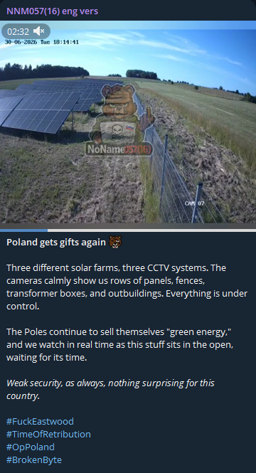 Alleged unauthorized access to the CCTV system of 3 Solar Farms in Poland