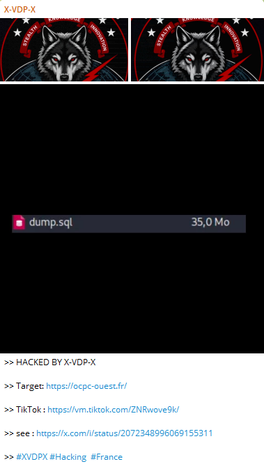 X-VDP-X targets the website of Organisme de Contrôle et de Préservation des Constructions