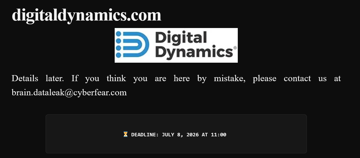 Digital Dynamics, Inc. falls victim to Brain Cipher ransomware