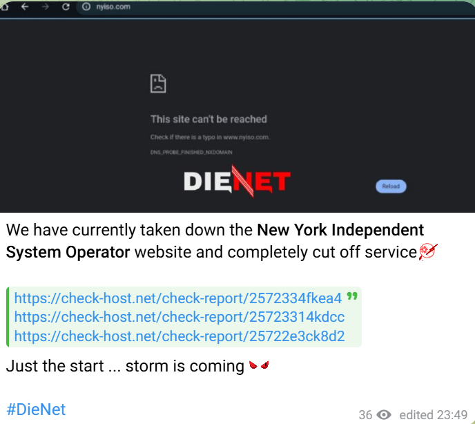 DieNet瞄准NYISO网站
