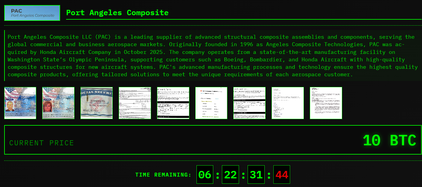 Alleged Data Breach of Port Angeles Composite LLC (PAC)