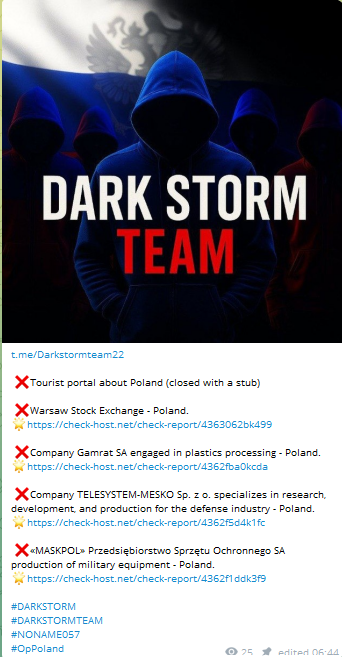 Dark Storm Team targets the website of PSO Maskpol S.A.