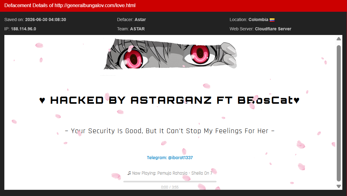 ASTARGANZ FT BBosCat targets the website of General Bungalov