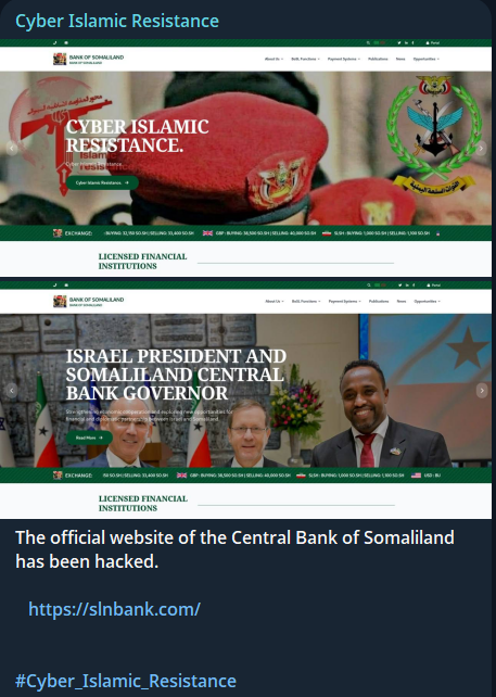 Cyber Islamic resistance targets the website of Central Bank of Somaliland