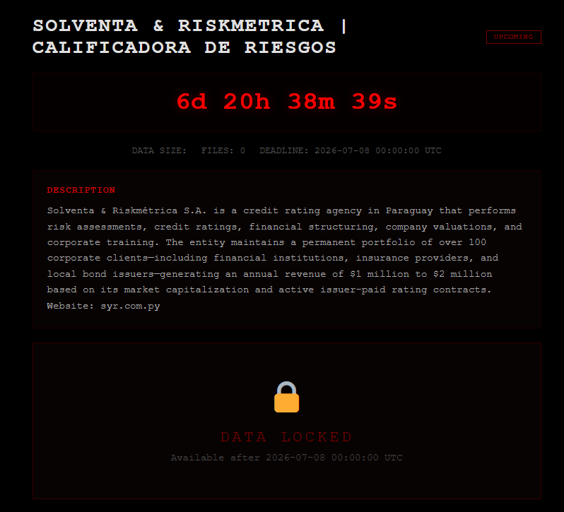 Alleged data breach of Solventa & Riskmétrica S.A. Calificadora de Riesgos