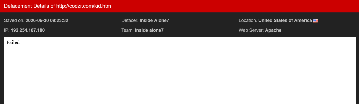 Inside Alone7 targets the website of Codzr