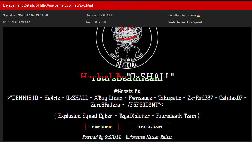 Foursdeath Team targets the website of MiYOSMART