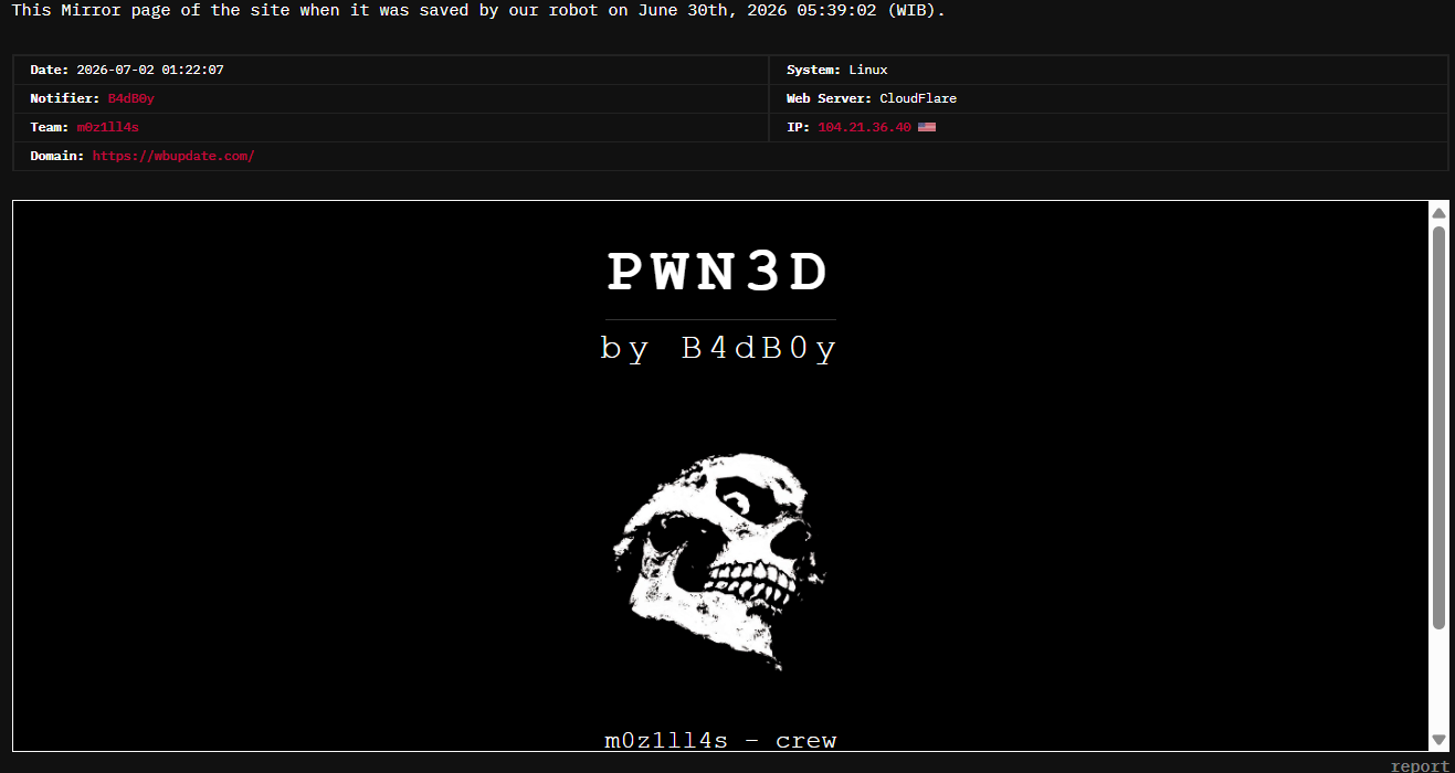 B4dB0y Targets The Website of wbupdate.com