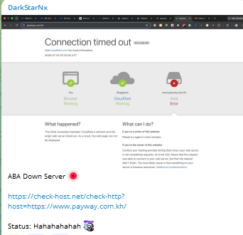 DarkStarNx targets the website of ABA PayWay