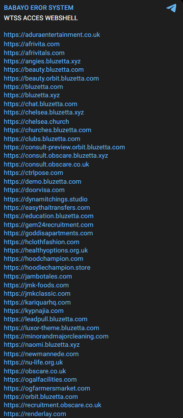 Alleged sale of webshell access to Adura Entertainment