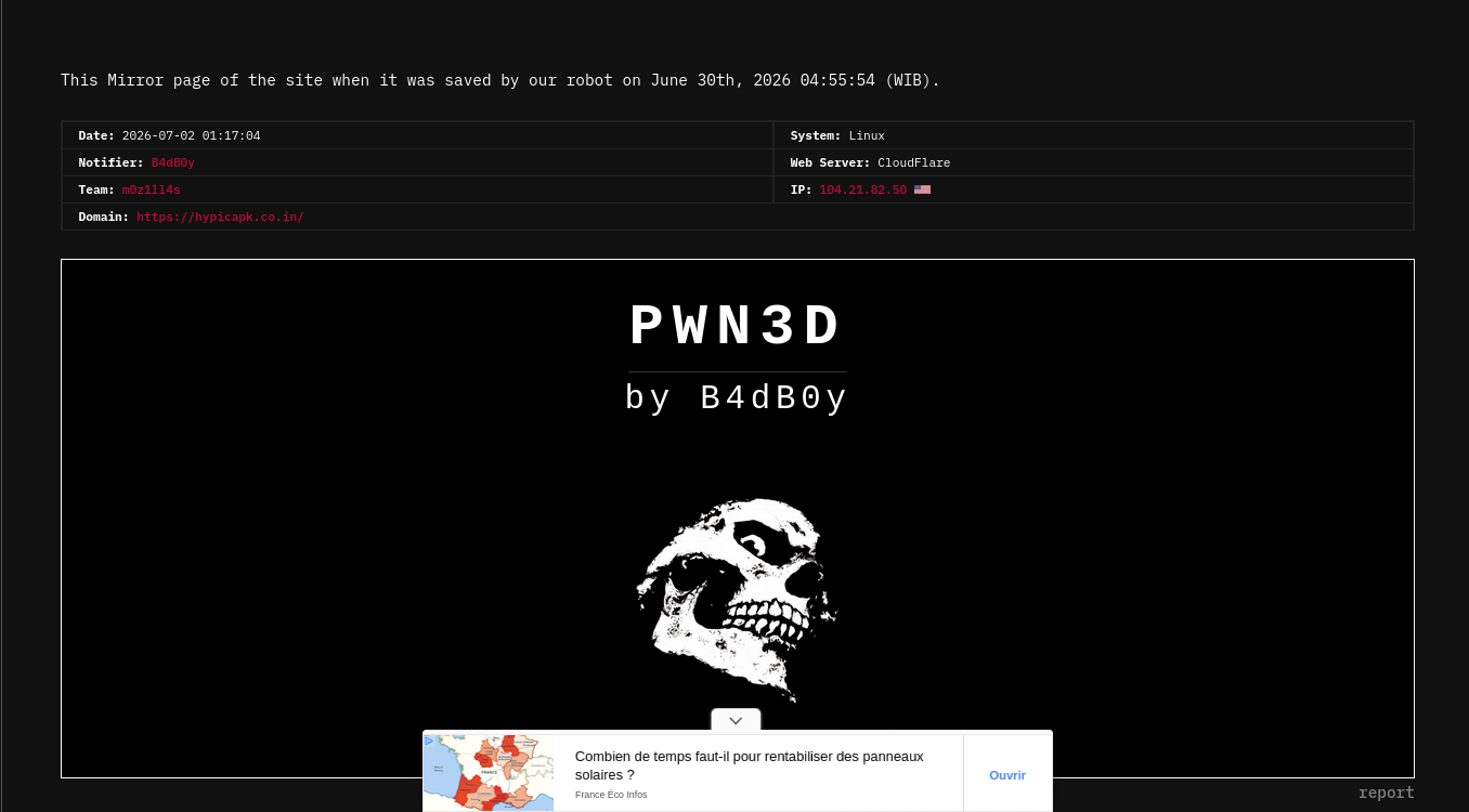 B4dB0y Targets The Website of hypicapk