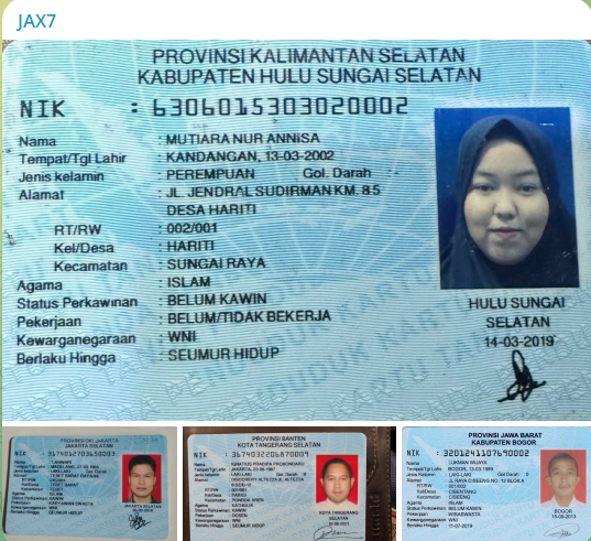 Alleged leak of an Indonesian National Identity Card