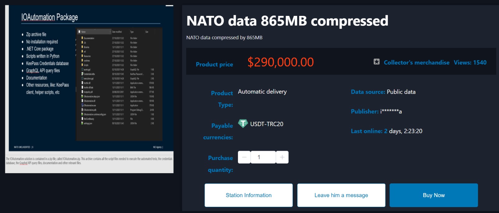 Alleged Sale of NATO Automation Data