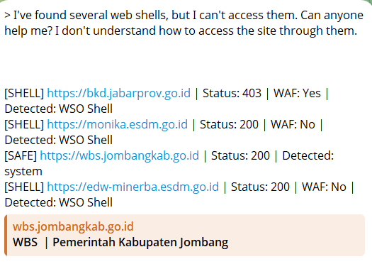 Alleged leak of webshell access to Ministry of Energy and Mineral Resources