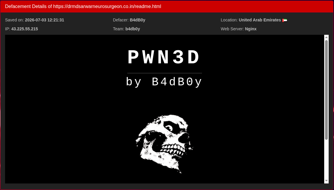 B4dB0y targets the website of Dr. Mohammad Sarwar
