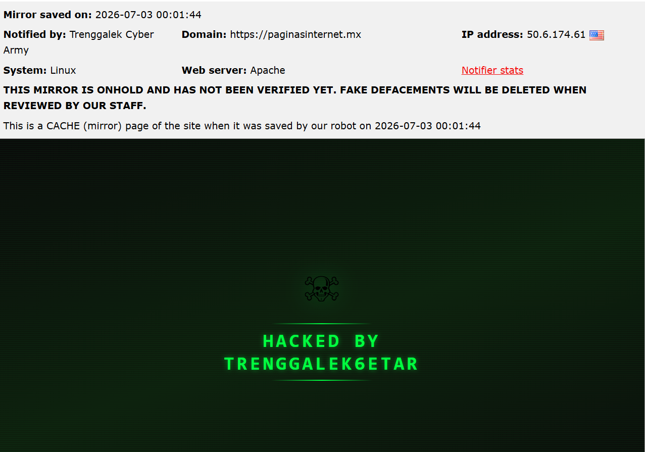 Trenggalek Cyber Army targets the website of Glasche