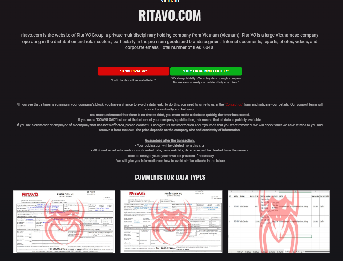 Rita Võ Group falls victim to BASHE ransomware