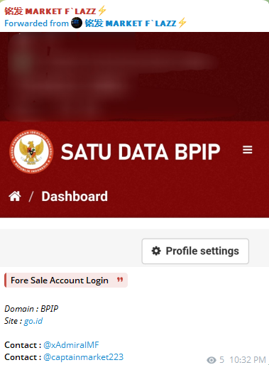 Alleged sale of account login to Government of Indonesia