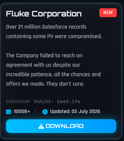 Alleged data breach of Fluke Corporation