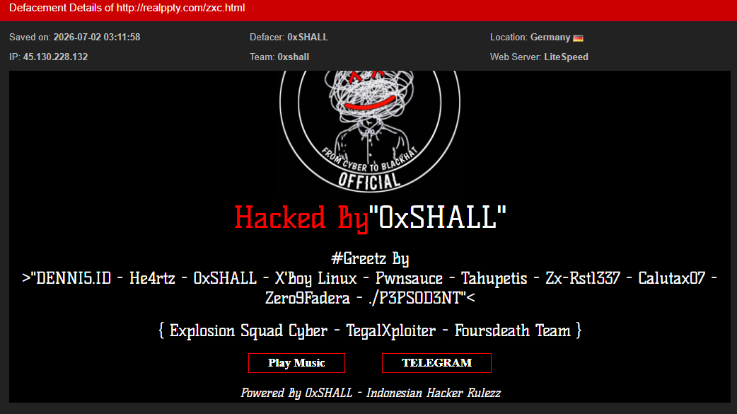 Foursdeath Team targets the website of Realppty