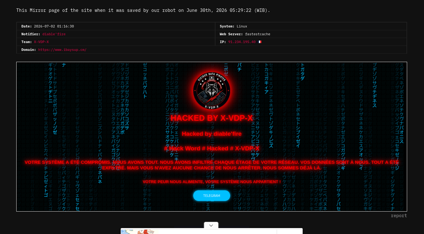 diable’fire Targets The Website of ibaysup