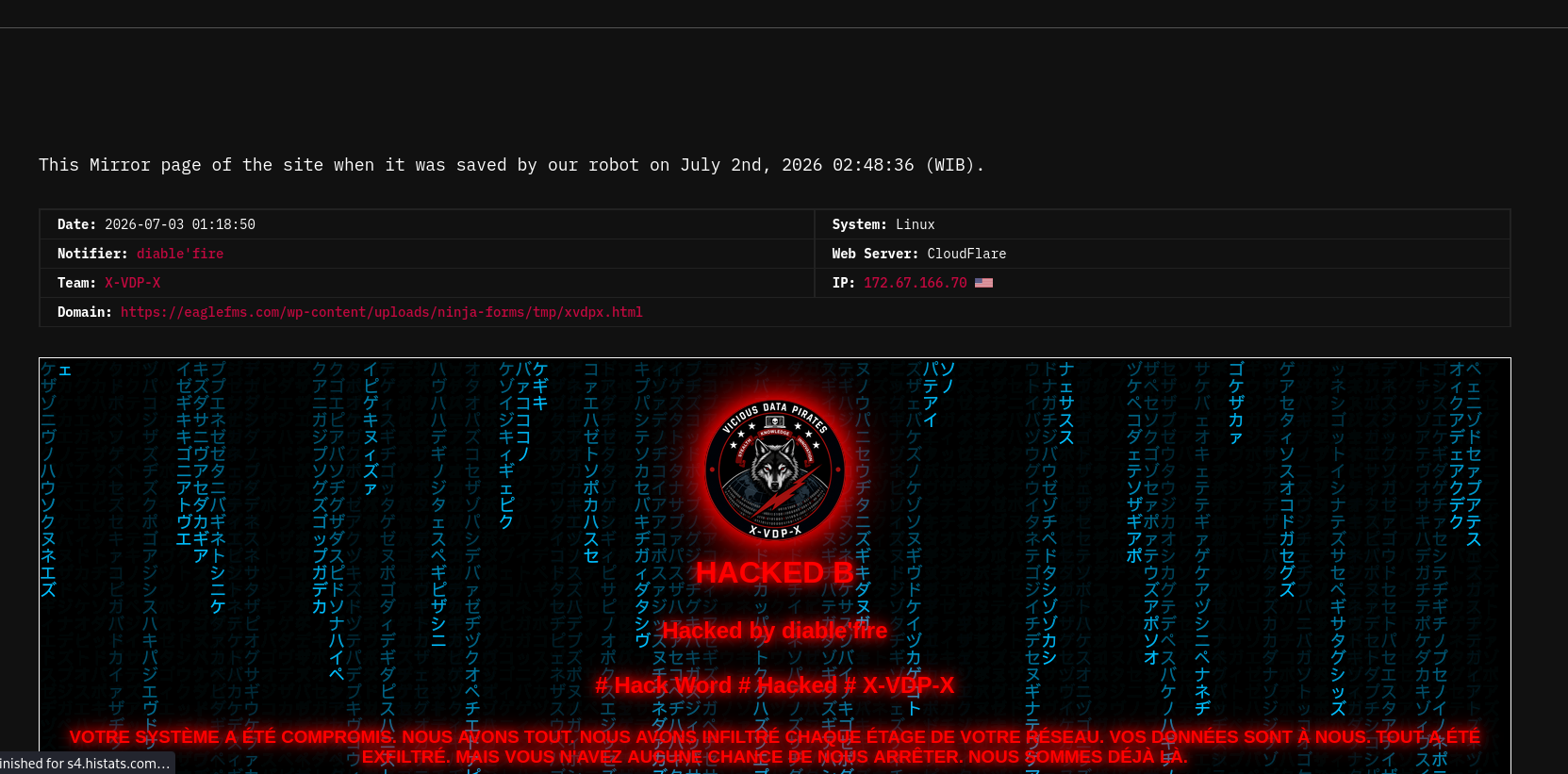 diable’fire targets the website of Eagle Financial Management Services