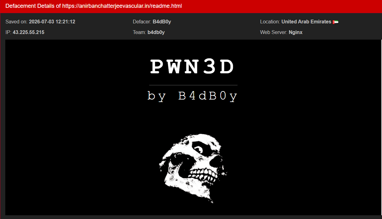 B4dB0y targets the website of Dr. Anirban Chatterjee