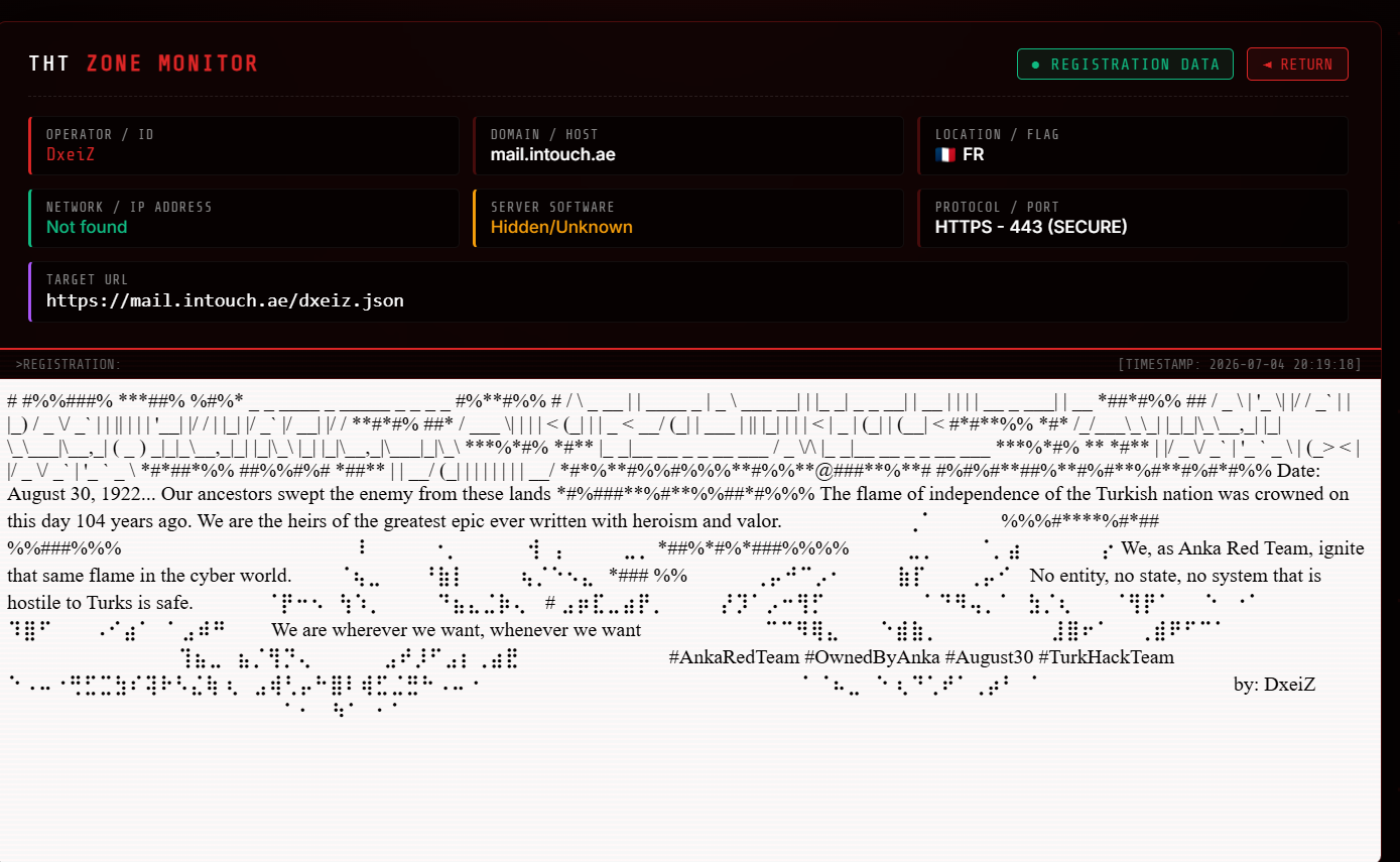 DxeiZ targets the website of InTouch FZE