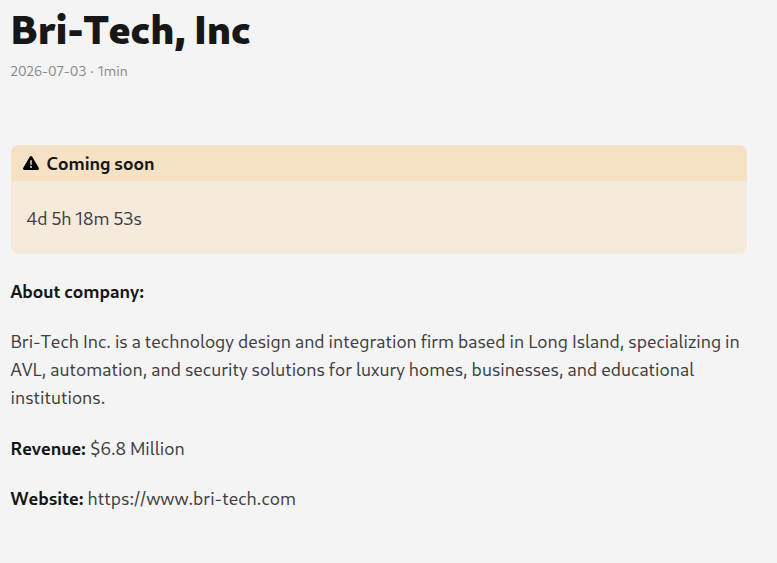 Bri-Tech, Inc. falls victim to GENESIS Ransomware