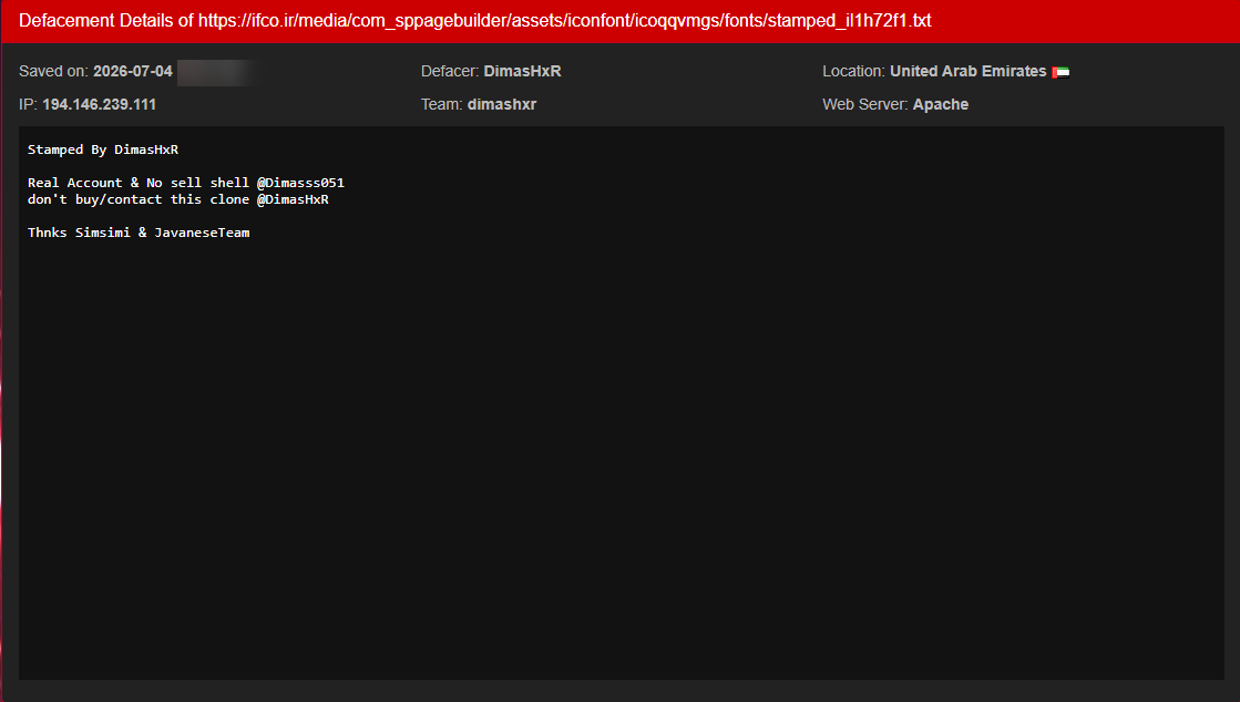 DimasHxR targets the website of IFCO