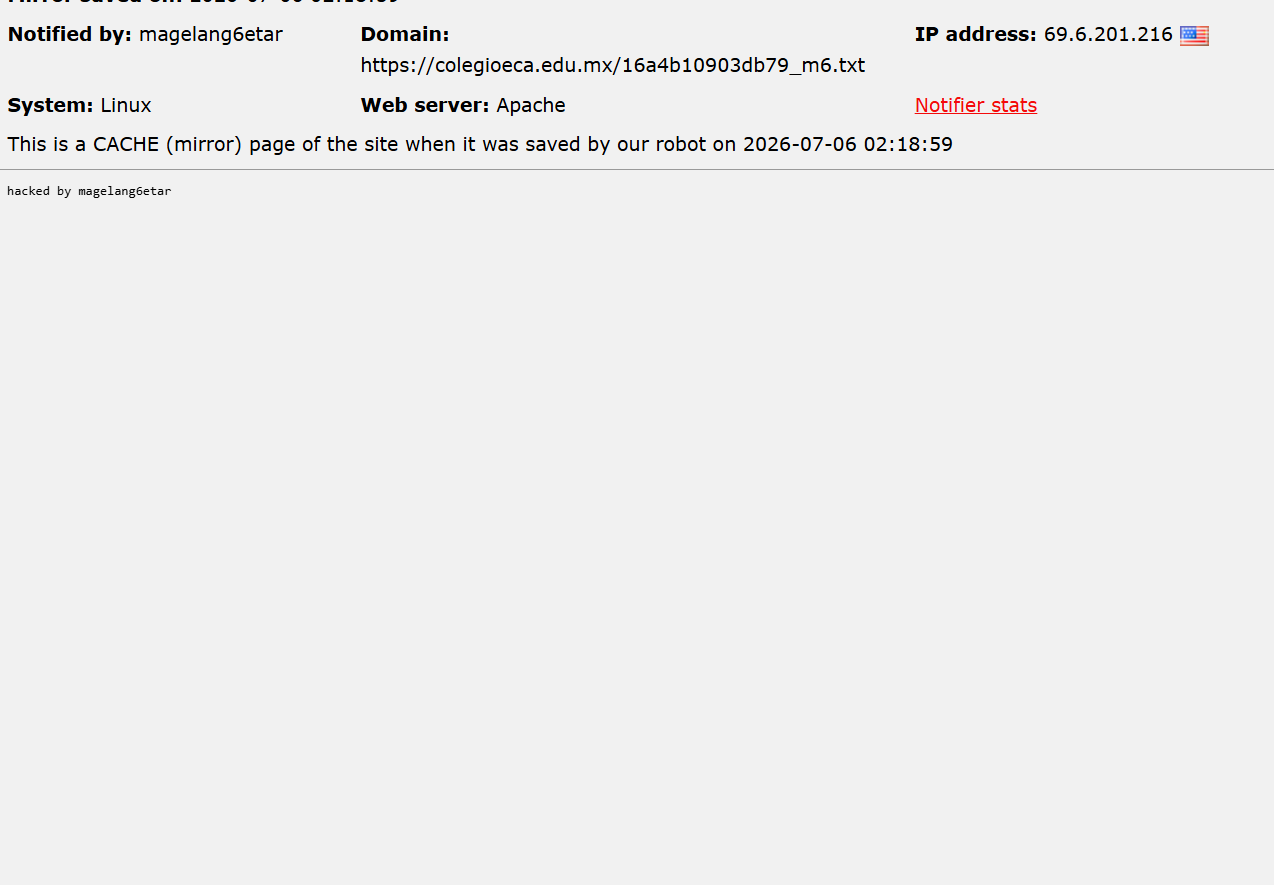 magelang6etar targets the website of Colegio Eufrosina Camacho viuda de Ávila
