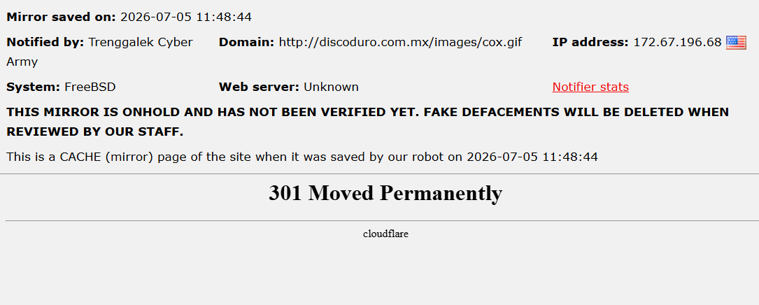 Trenggalek Cyber Army targets the website of DISCO DURO