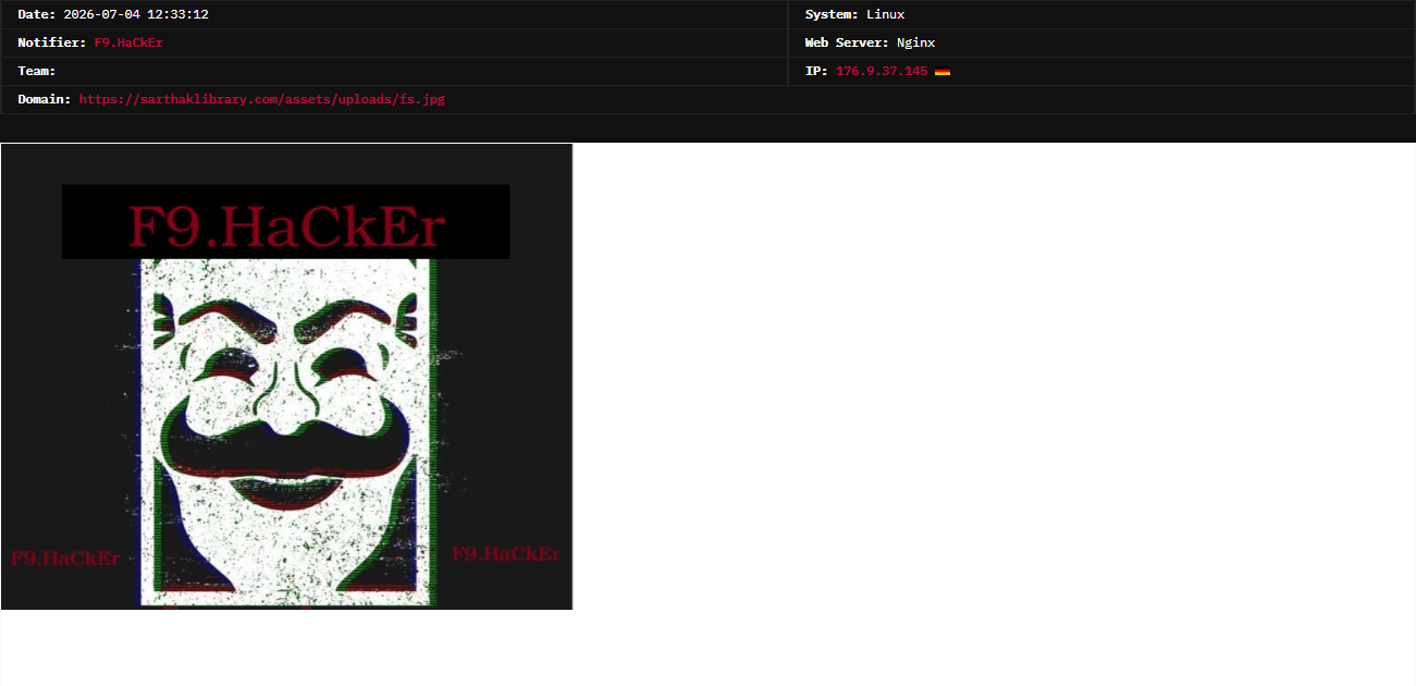 F9.HaCkEr targets the website of Sarthak Library