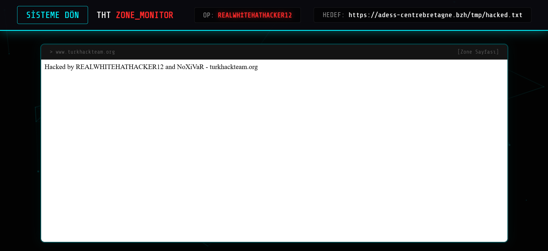 REALWHİTEHATHACKER12 targets the website of ADESS Centre Bretagne