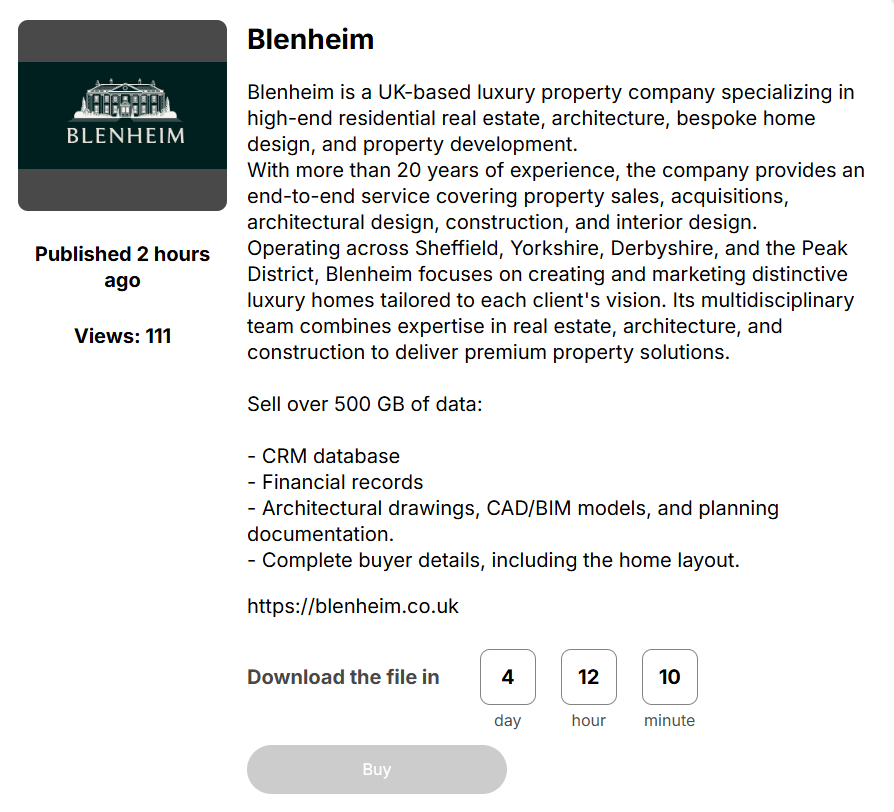 Blenheim Property falls victim to Space Bears Ransomware