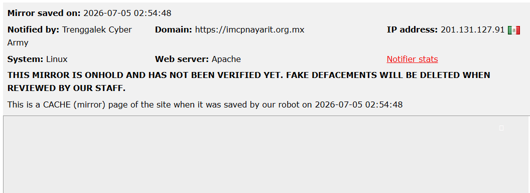 Trenggalek Cyber Army targets the website of IMCP Nayarit