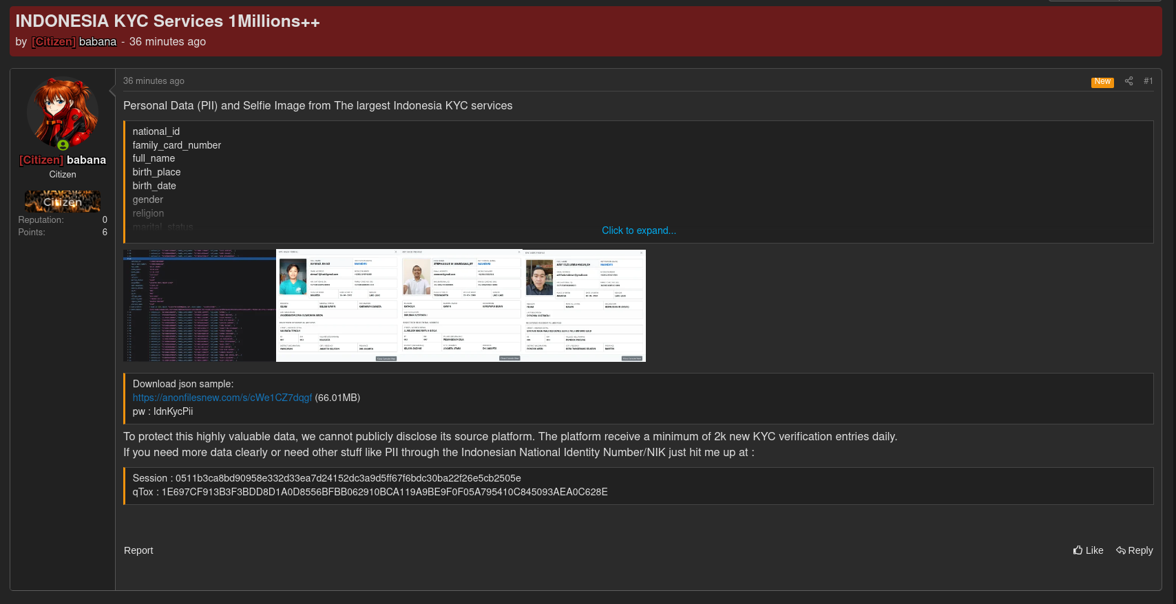 Alleged Data Leak of Indonesian KYC Services