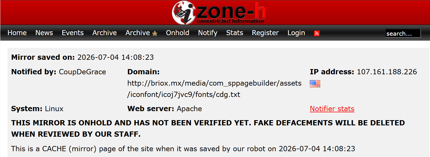 CoupDeGrace targets the website of Briox