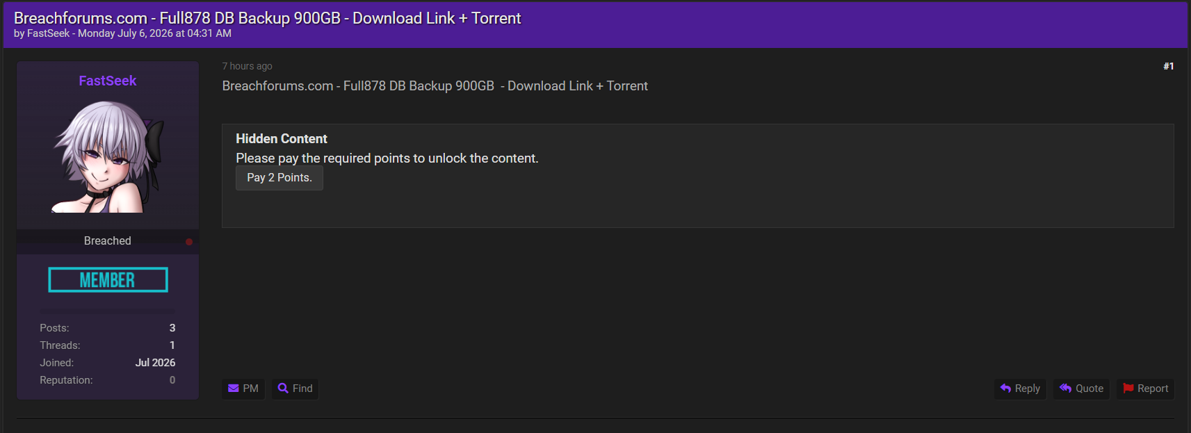 Alleged data breach of BreachForums