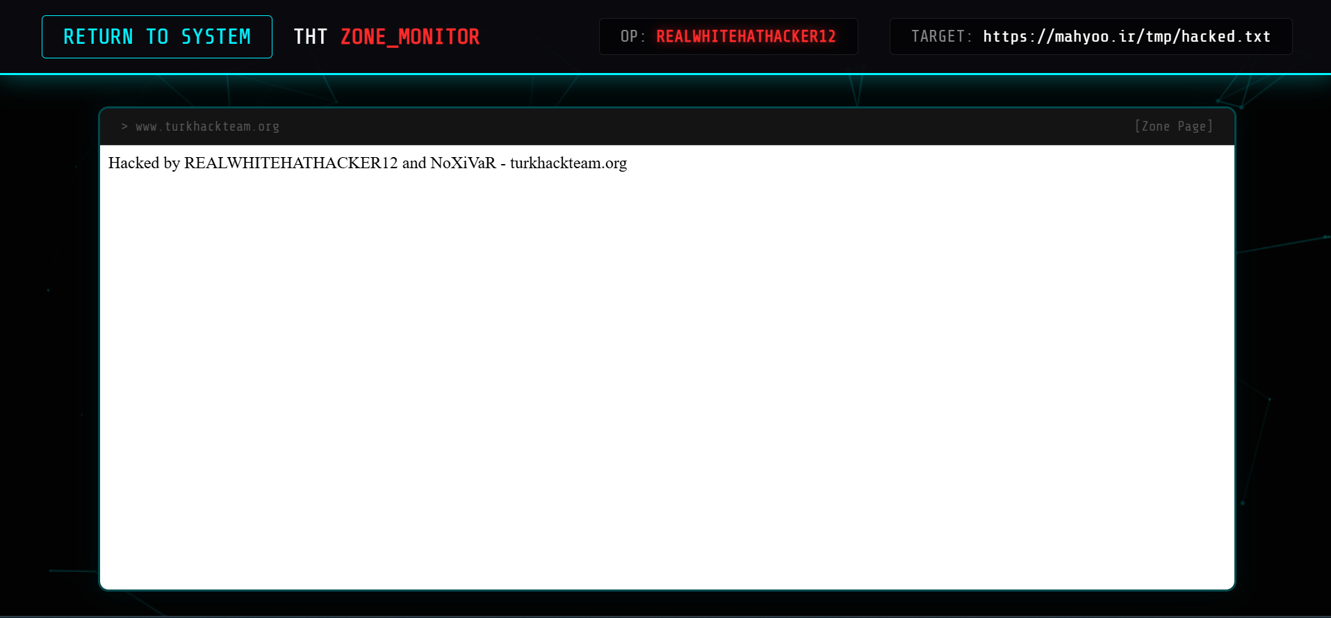 REALWHİTEHATHACKER12 targets the website of Mahyoo.ir