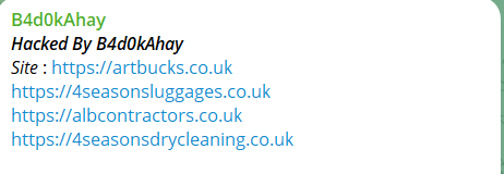 B4d0kAhay targets the website of Dry Cleaning