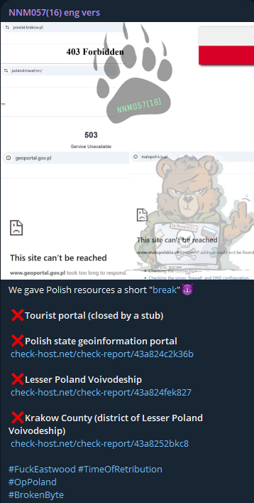 NoName targets the website of Poland Travel