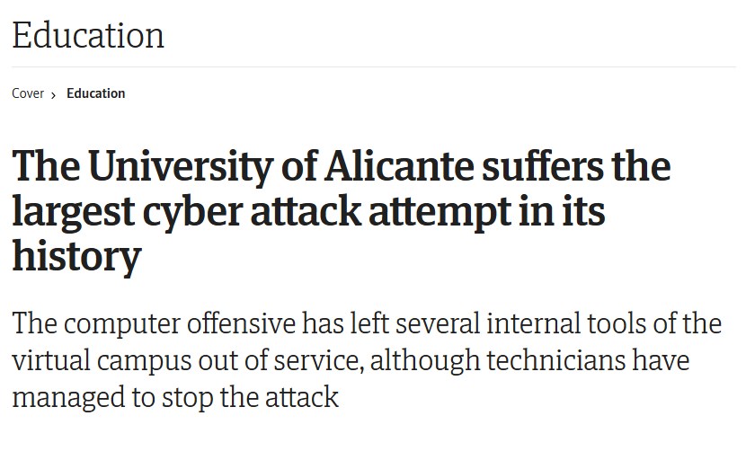 Cyber attack hits University of Alicante