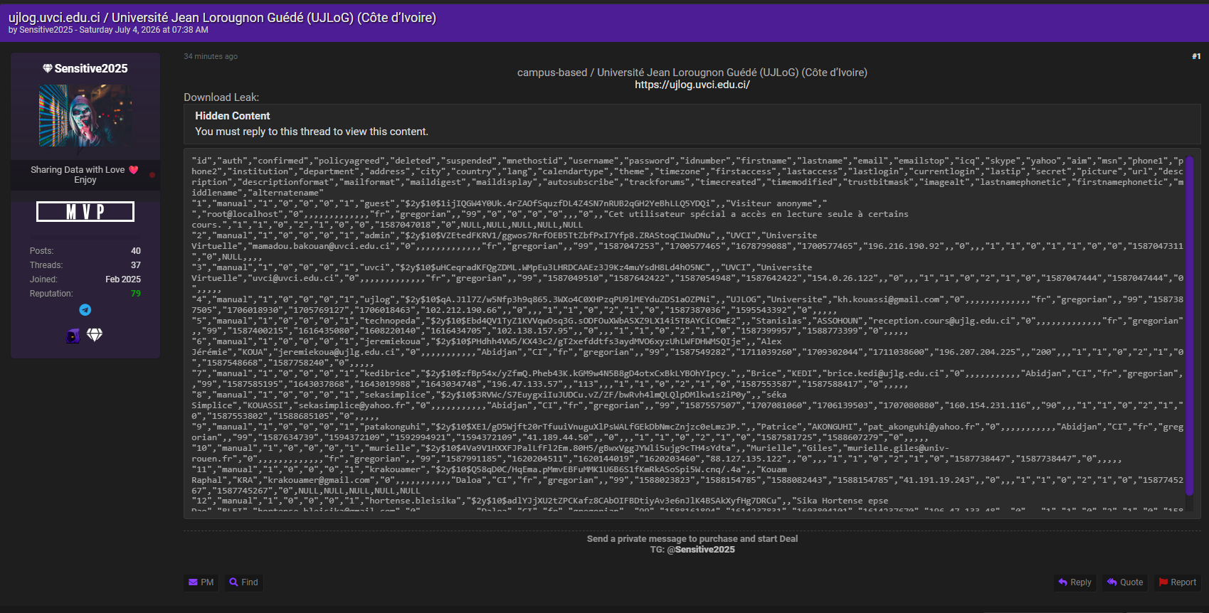 Alleged data breach of Jean Lorougnon Guédé University (UJLoG)