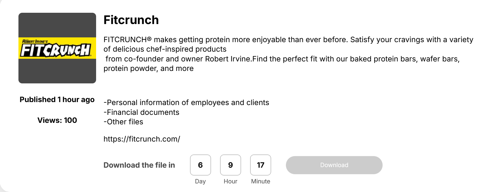 Fitcrunch falls victim to Space Bears Ransomware