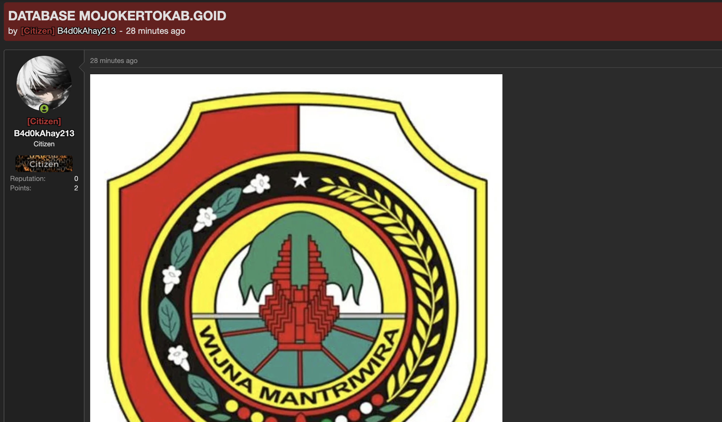 Alleged Data Breach of Mojokerto Regency Government