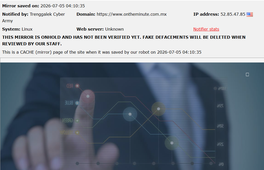 Trenggalek Cyber Army targets the website of On The Minute