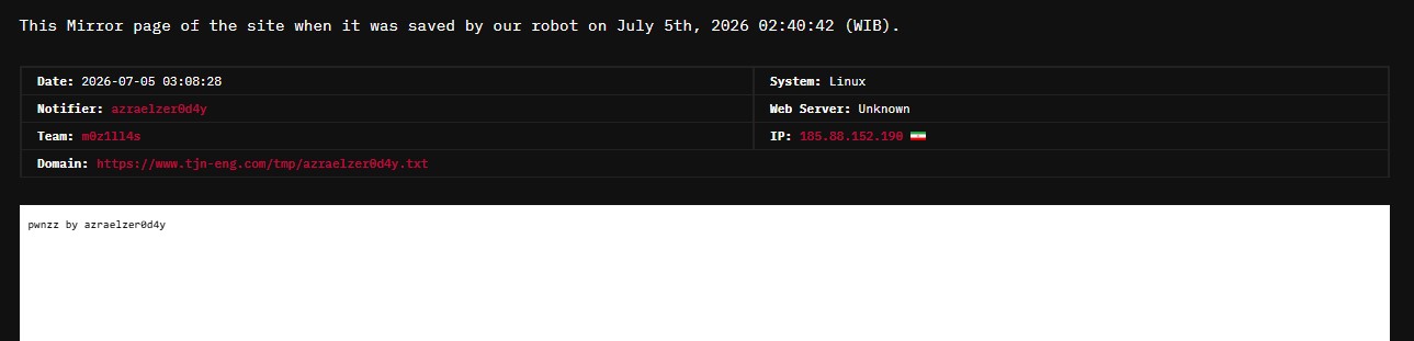 azraelzer0d4y targets the website of Tehran Jarah Novin Med Eng Co