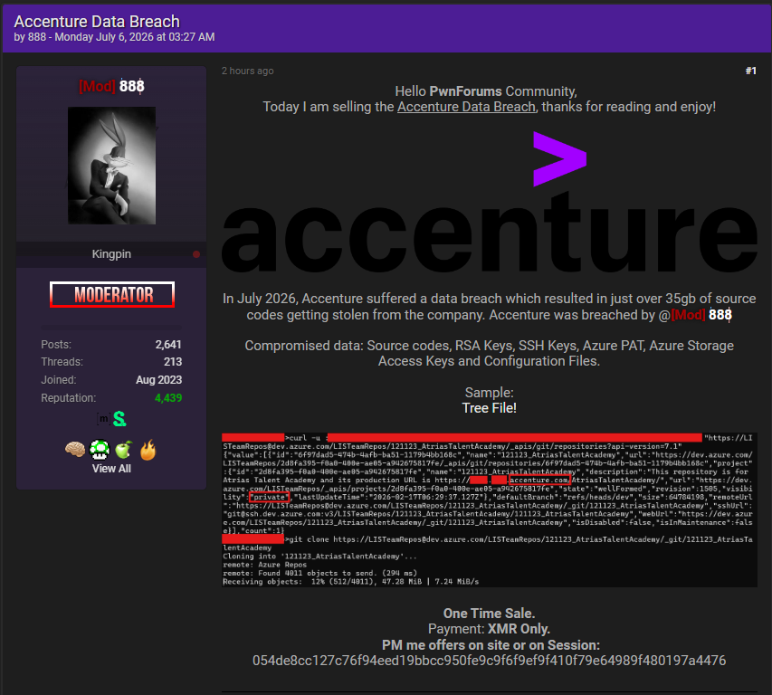 Alleged data breach of Accenture